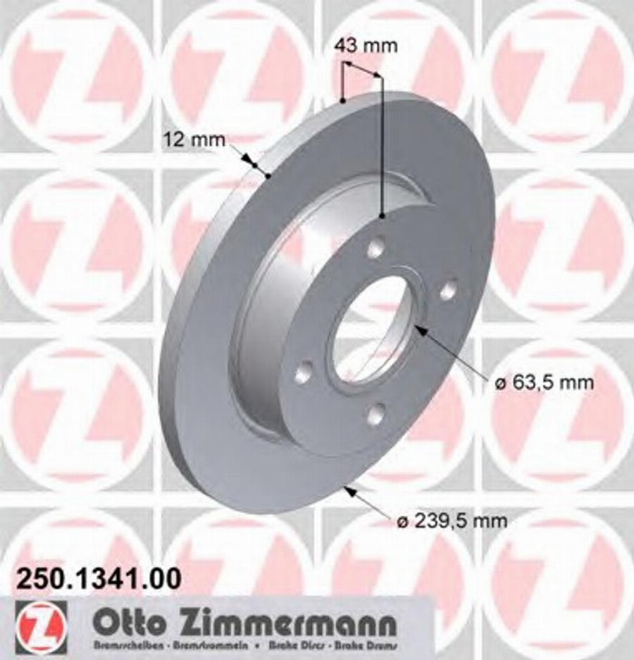 Zimmermann 250 1341 00 - Brake Disc autospares.lv