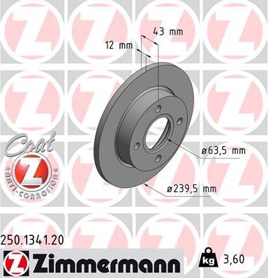 Zimmermann 250.1341.20 - Brake Disc autospares.lv