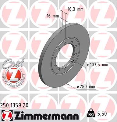 Zimmermann 250.1359.20 - Brake Disc autospares.lv