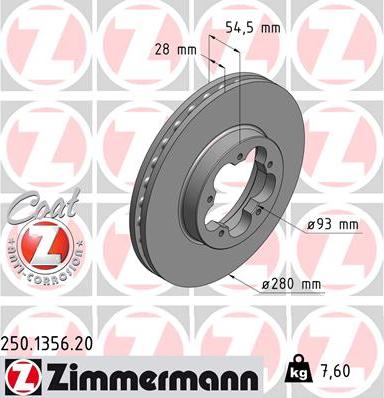 Zimmermann 250.1356.20 - Brake Disc autospares.lv