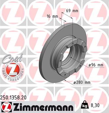 Zimmermann 250.1358.20 - Brake Disc autospares.lv