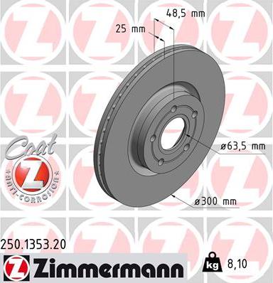 Zimmermann 250.1353.20 - Brake Disc autospares.lv