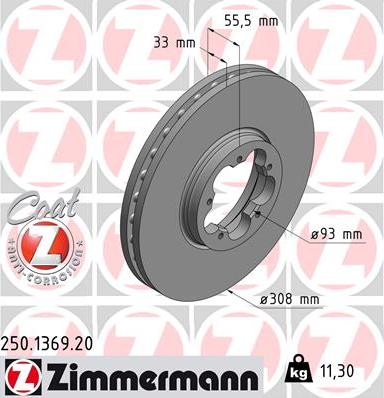 Zimmermann 250.1369.20 - Brake Disc autospares.lv