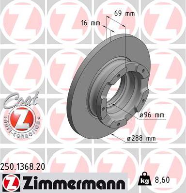 Zimmermann 250.1368.20 - Brake Disc autospares.lv