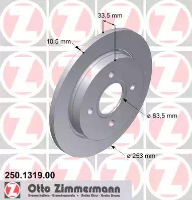 Zimmermann 250.1319.00 - Brake Disc autospares.lv