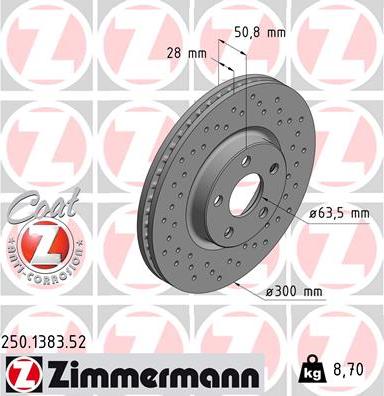 Zimmermann 250.1383.52 - Brake Disc autospares.lv