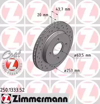 Zimmermann 250.1333.52 - Brake Disc autospares.lv