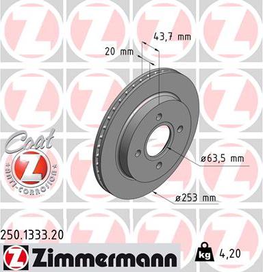 Zimmermann 250.1333.20 - Brake Disc autospares.lv
