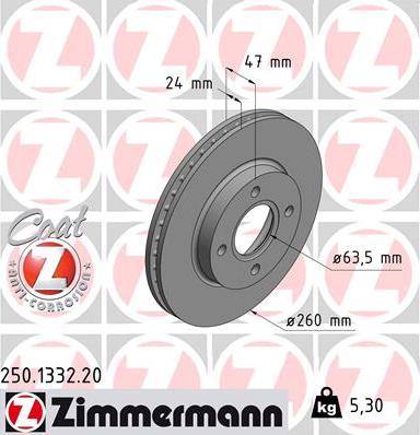 Zimmermann 250.1332.20 - Brake Disc autospares.lv