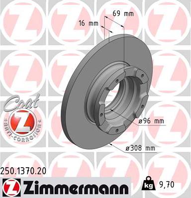 Zimmermann 250.1370.20 - Brake Disc autospares.lv