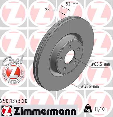 Zimmermann 250.1373.20 - Brake Disc autospares.lv