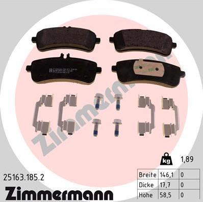 Zimmermann 25163.185.2 - Brake Pad Set, disc brake autospares.lv