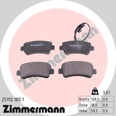 Zimmermann 25112.180.1 - Brake Pad Set, disc brake autospares.lv