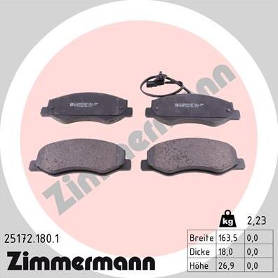 Zimmermann 25172.180.1 - Brake Pad Set, disc brake autospares.lv