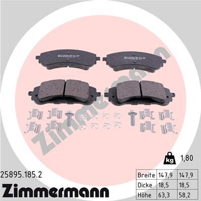 Zimmermann 25895.185.2 - Brake Pad Set, disc brake autospares.lv