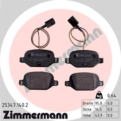 Zimmermann 25347.140.2 - Brake Pad Set, disc brake autospares.lv