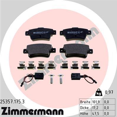 Zimmermann 25357.175.3 - Brake Pad Set, disc brake autospares.lv