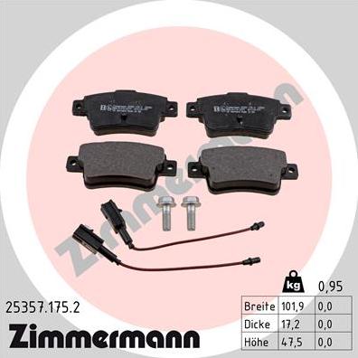 Zimmermann 25357.175.2 - Brake Pad Set, disc brake autospares.lv