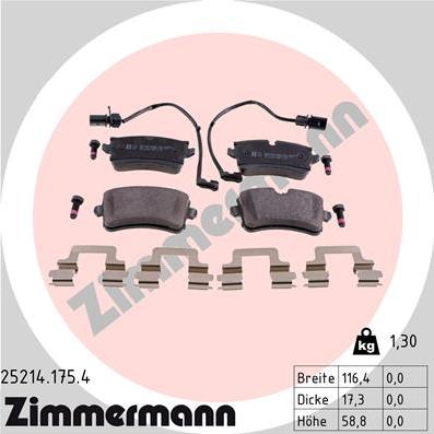 Zimmermann 25214.175.4 - Brake Pad Set, disc brake autospares.lv