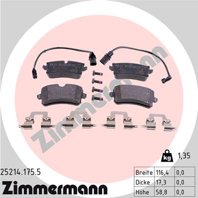 Zimmermann 25214.175.5 - Brake Pad Set, disc brake autospares.lv