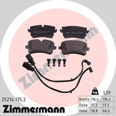 Zimmermann 25214.175.2 - Brake Pad Set, disc brake autospares.lv