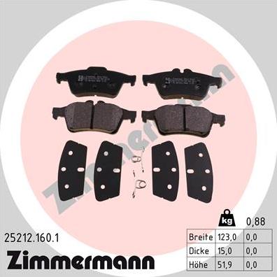 Zimmermann 25212.160.1 - Brake Pad Set, disc brake autospares.lv