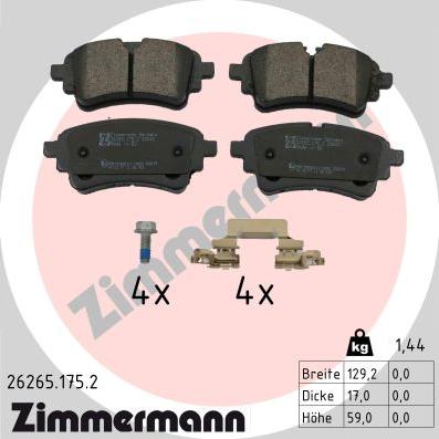 Zimmermann 26265.175.2 - Brake Pad Set, disc brake autospares.lv