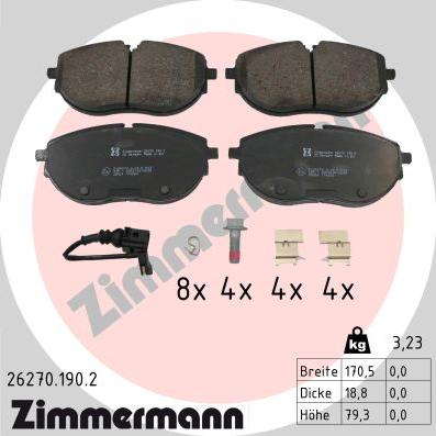 Zimmermann 26270.190.2 - Brake Pad Set, disc brake autospares.lv