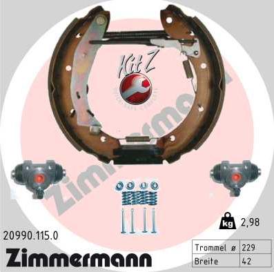 Zimmermann 20990.115.0 - Brake Shoe Set autospares.lv