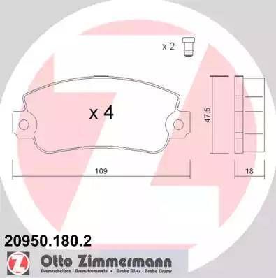 Zimmermann 20950.180.2 - Brake Pad Set, disc brake autospares.lv