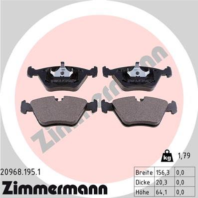 Zimmermann 20968.195.1 - Brake Pad Set, disc brake autospares.lv