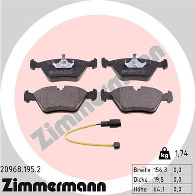 Zimmermann 20968.195.2 - Brake Pad Set, disc brake autospares.lv