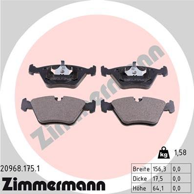 Zimmermann 20968.175.1 - Brake Pad Set, disc brake autospares.lv