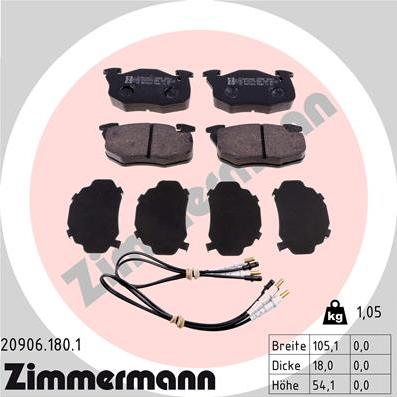 Zimmermann 20906.180.1 - Brake Pad Set, disc brake autospares.lv