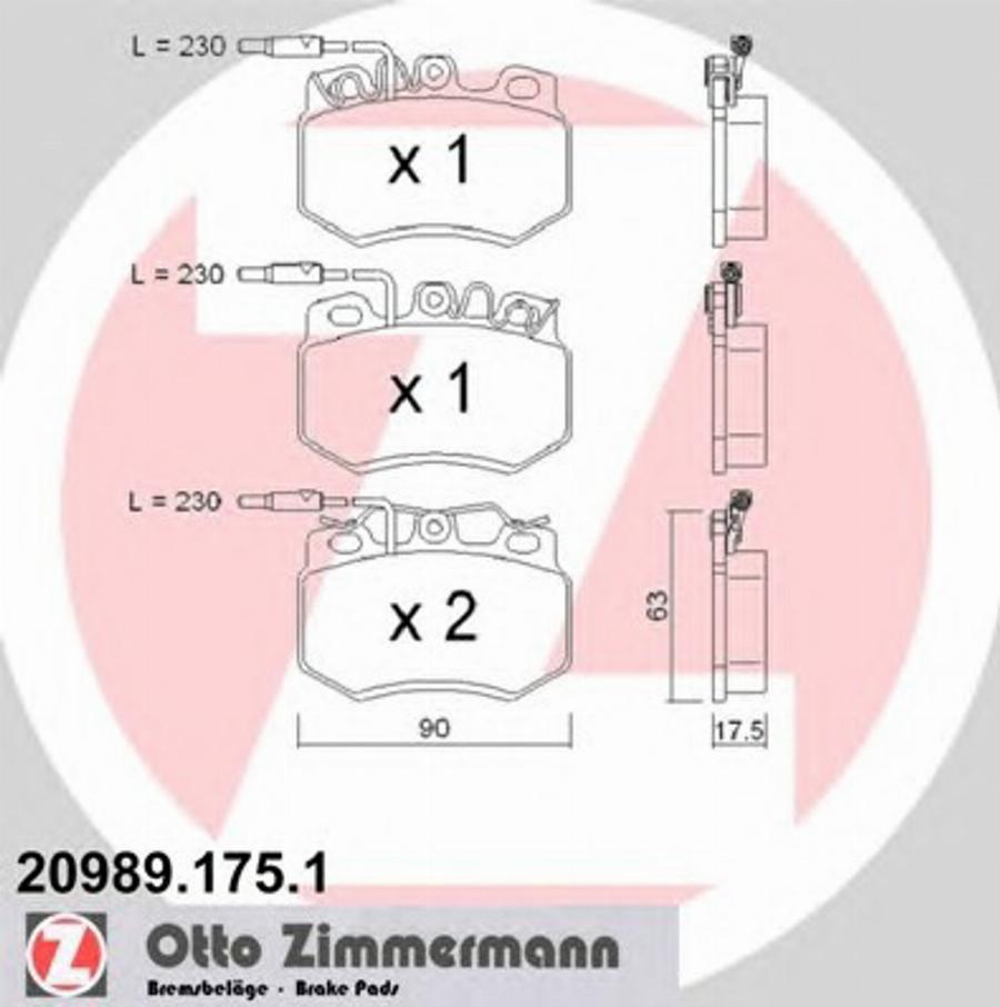 Zimmermann 209891751 - Brake Pad Set, disc brake autospares.lv