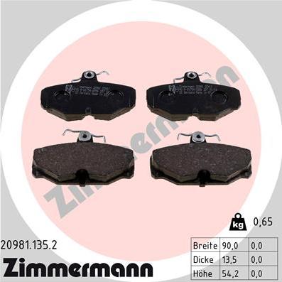 Zimmermann 20981.135.2 - Brake Pad Set, disc brake autospares.lv