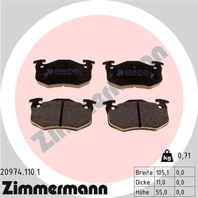 Zimmermann 20974.110.1 - Brake Pad Set, disc brake autospares.lv