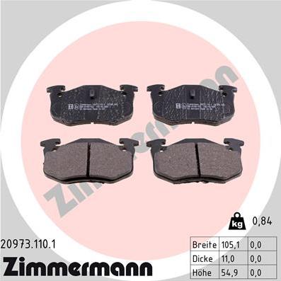 Zimmermann 20973.110.1 - Brake Pad Set, disc brake autospares.lv