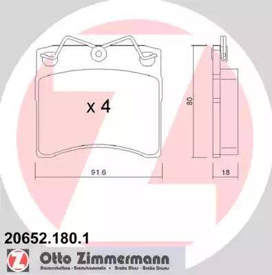 Zimmermann 20652.180.1 - Brake Pad Set, disc brake autospares.lv