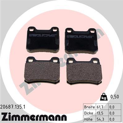 Zimmermann 20687.135.1 - Brake Pad Set, disc brake autospares.lv