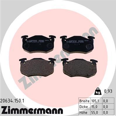 Zimmermann 20634.150.1 - Brake Pad Set, disc brake autospares.lv