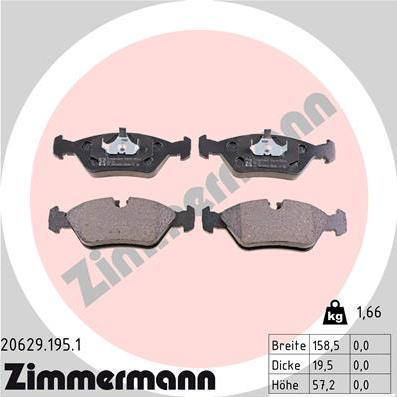 Zimmermann 20629.195.1 - Brake Pad Set, disc brake autospares.lv