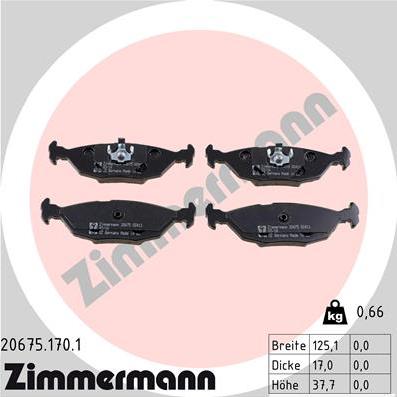 Zimmermann 20675.170.1 - Brake Pad Set, disc brake autospares.lv