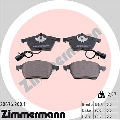 Zimmermann 20676.200.1 - Brake Pad Set, disc brake autospares.lv