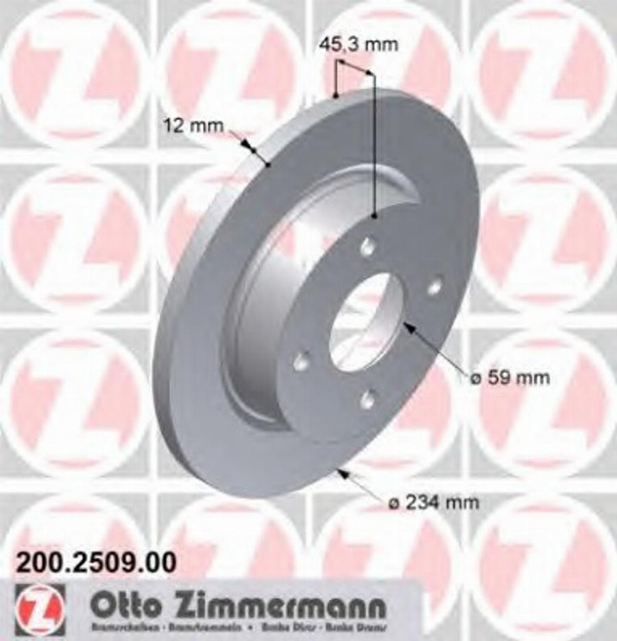 Zimmermann 200 2509 00 - Brake Disc autospares.lv