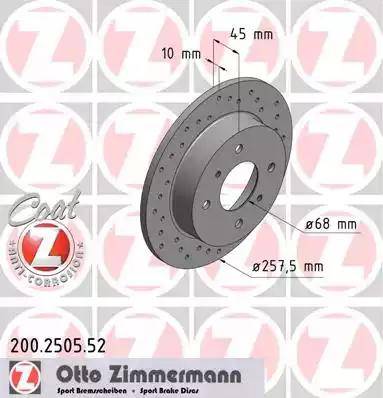 Zimmermann 200.2505.52 - Brake Disc autospares.lv