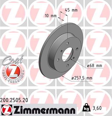 Zimmermann 200.2505.20 - Brake Disc autospares.lv