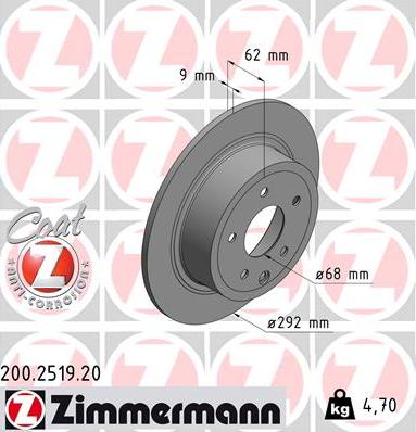 Zimmermann 200.2519.20 - Brake Disc autospares.lv