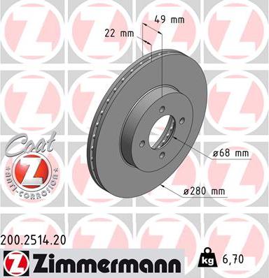 Zimmermann 200.2514.20 - Brake Disc autospares.lv