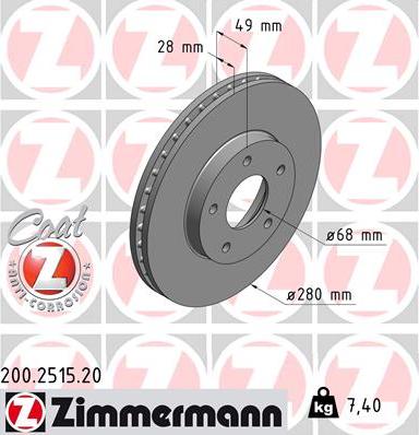 Zimmermann 200.2515.20 - Brake Disc autospares.lv